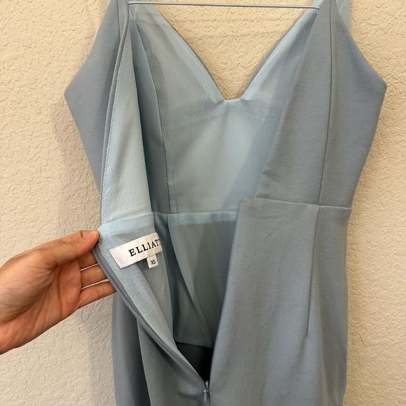 ELLIATT Spaghetti Strap Arch Ruffled Mini Dress in Baby Blue - Picture 8 of 15